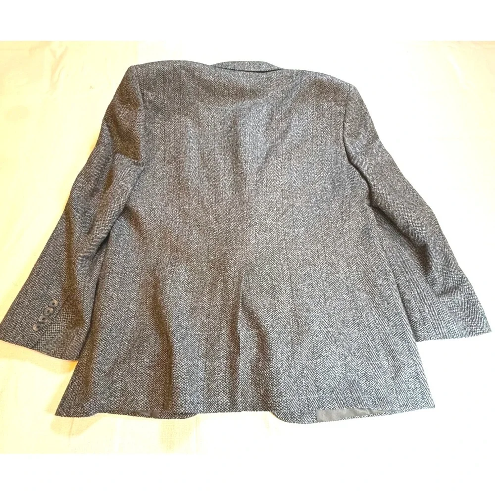 Vintage Hart Schaffner Marx 46R‎ Gray Herringbone Blazer Union Made Sport Coat